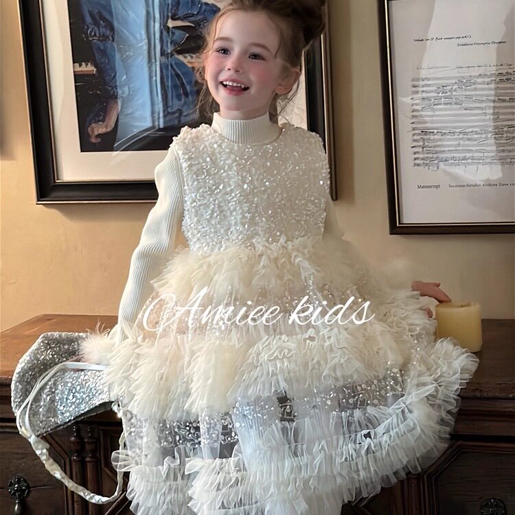 Amiee艾米正版新女童亮片生日蝴蝶结公主裙网纱蛋糕裙超仙礼服裙,童装/婴儿装/亲子装,儿童礼服,淘宝优惠券,粉丝福利购,淘宝优惠卷