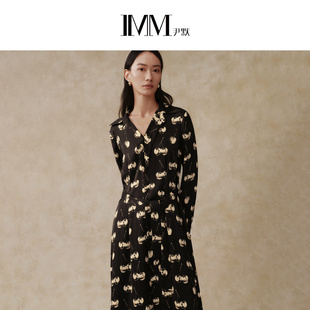 IMM尹默官方女装桑蚕丝19MM弹力双乔绉樱桃花型连衣裙 IWEQ50016