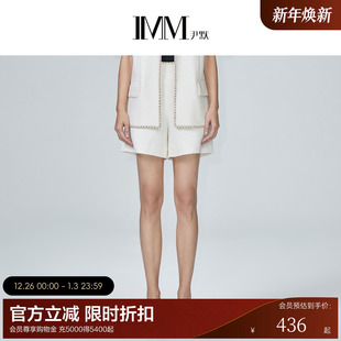 休闲裤 IMM尹默女装 小香风阔腿短裤 经典 夏 环保面料高腰修身