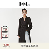 风衣外套女 长款 IMM尹默30D 50D全涤顺纡缎毛边收腰薄款