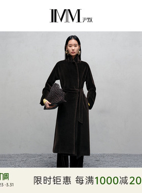 IMM尹默冬幼驼毛睡袍款枪驳领长款苏丽毛呢大衣外套女