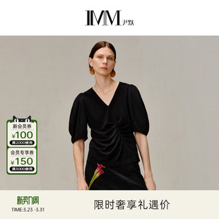 醋酸混纺设计感灯笼袖 秋季 IMM尹默女装 上衣 电商专款