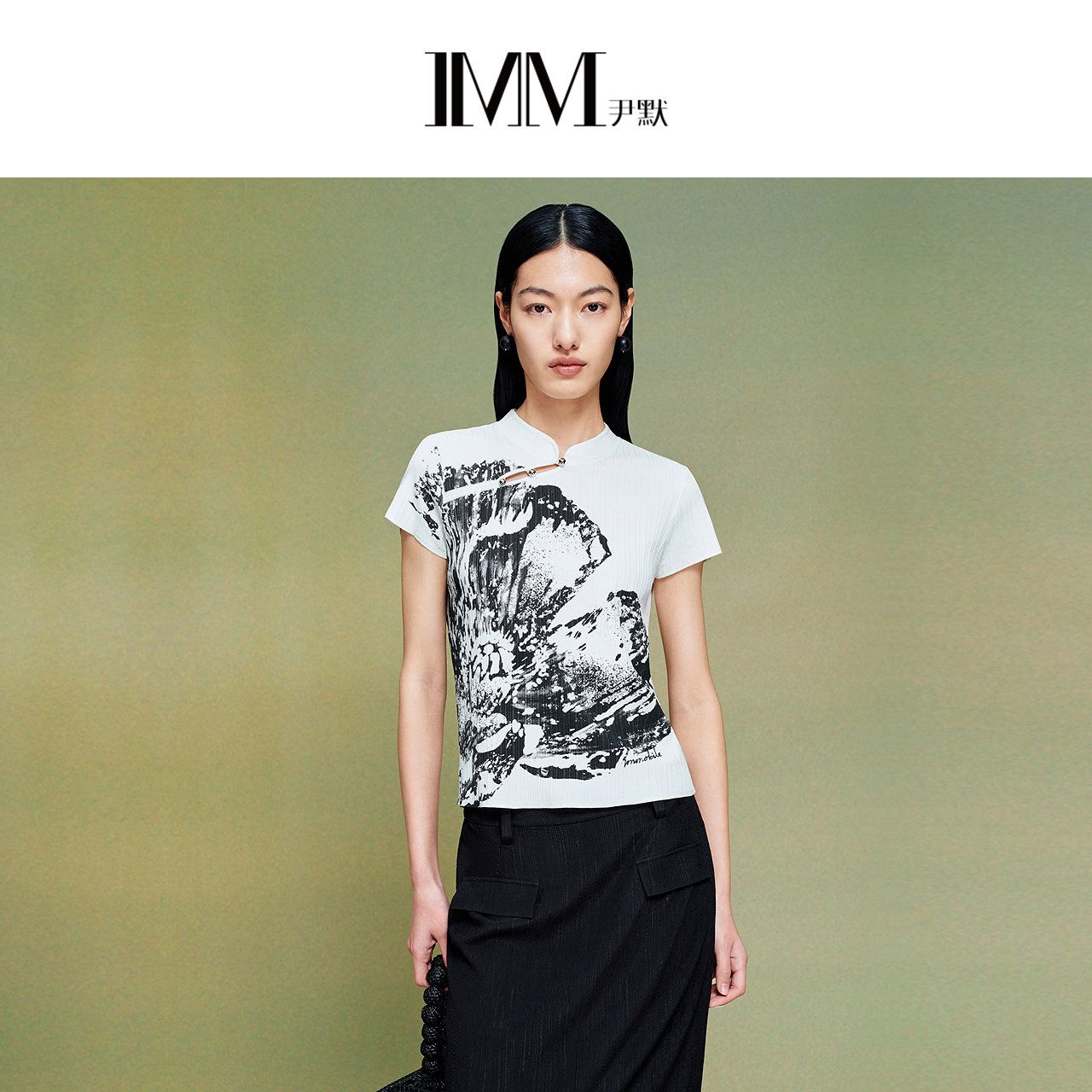 IMM尹默新中式立领印花针织衫图片