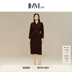 商场同款 IMM尹默女装古典风小翻领收腰连衣裙 IWDD50003