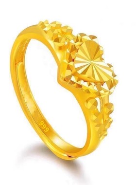 999纯金心形女戒送女友礼物