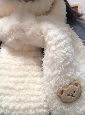 diy手工编织围巾小熊刺绣贴自制作材料包毛线情侣款秋冬2020新款