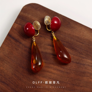 港风美拉德水滴耳钉耳夹时尚几何女复古无耳洞蚊香盘耳饰显脸瘦