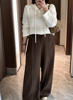 双天2026春季新款大码胖mm女装裤子时尚气质明线阔腿休闲裤9231