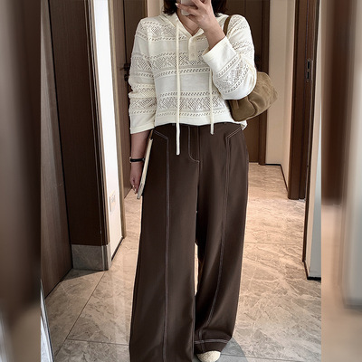 双天2026春季新款大码胖mm女装裤子时尚气质明线阔腿休闲裤9231