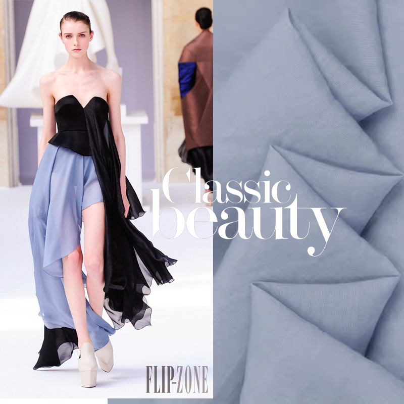 灰蓝色天丝棉 汉服裙子 防晒衣 设计师布料 全棉夏季莱赛尔面料布