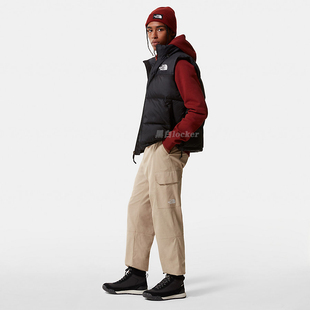 TNF北面脸1996thenorthface羽绒马甲Vest拼接可收纳连帽男女黑白