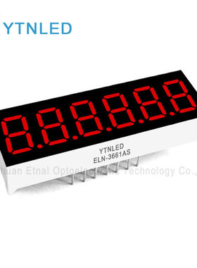 ELN-3661AS,ELN-3661BS,0.36英寸6位共阴共阳红色数码管YTNLED