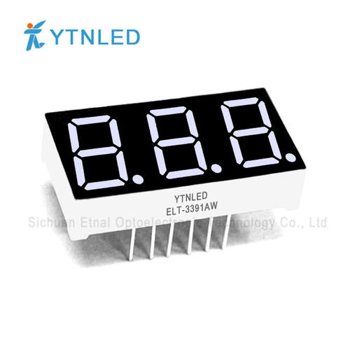ELT-3391AW,ELT-3391BW,0.39英寸3位共阴共阳白色数码管YTNLED