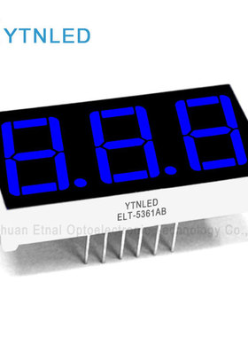 ELT-5361AB,ELT-5361BB,0.56英寸3位共阴共阳蓝色数码管YTNLED