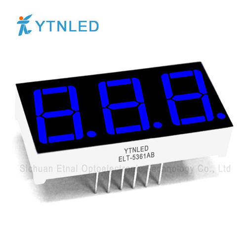 ELT-5361AB,ELT-5361BB,0.56英寸3位共阴共阳蓝色数码管YTNLED