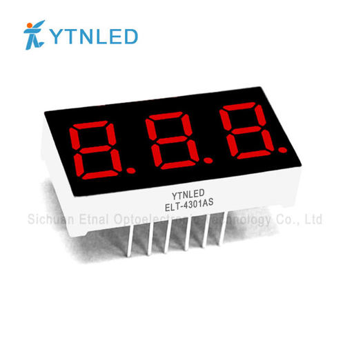 ELT-4301AS,ELT-4301BS,0.4英寸3位共阴共阳红色数码管YTNLED