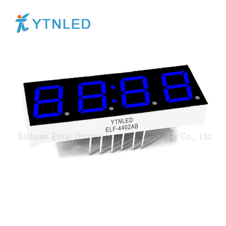 ELF-4402AB,ELF-4402BB,0.4英寸4位时钟共阴共阳蓝色数码管YTNLED
