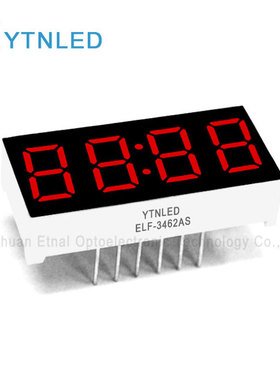 ELF-3462AS,ELF-3462BS0.36英寸4位时钟共阴共阳红色数码管YTNLED
