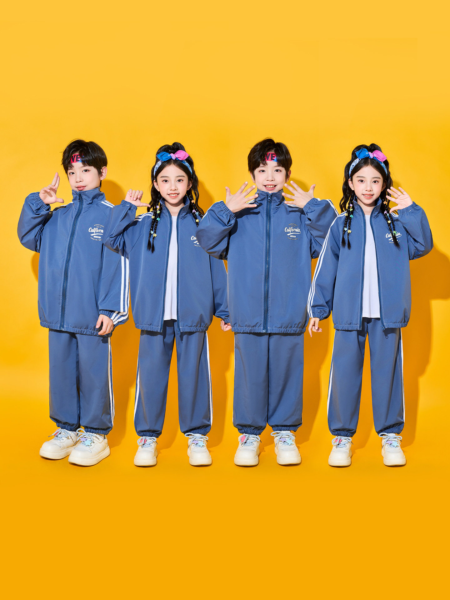 儿童演出服小学生运动会开幕式啦啦操蓝色套装班服合唱服表演服
