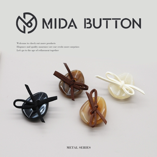 饰扣外套半透明凹面 纽扣装 水滴形编制蝴蝶结两眼时尚 塑料上衣开衫