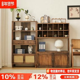 新中式博古架茶室置物架茶叶展示柜实木隔断多宝阁客厅摆件架子