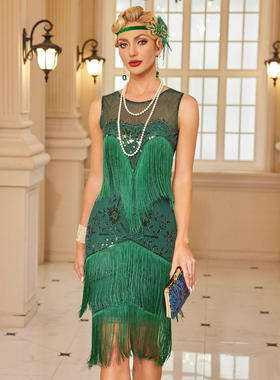 舞会礼服裙刺绣流苏派对亮片钉珠网纱时尚连衣裙吊带名媛