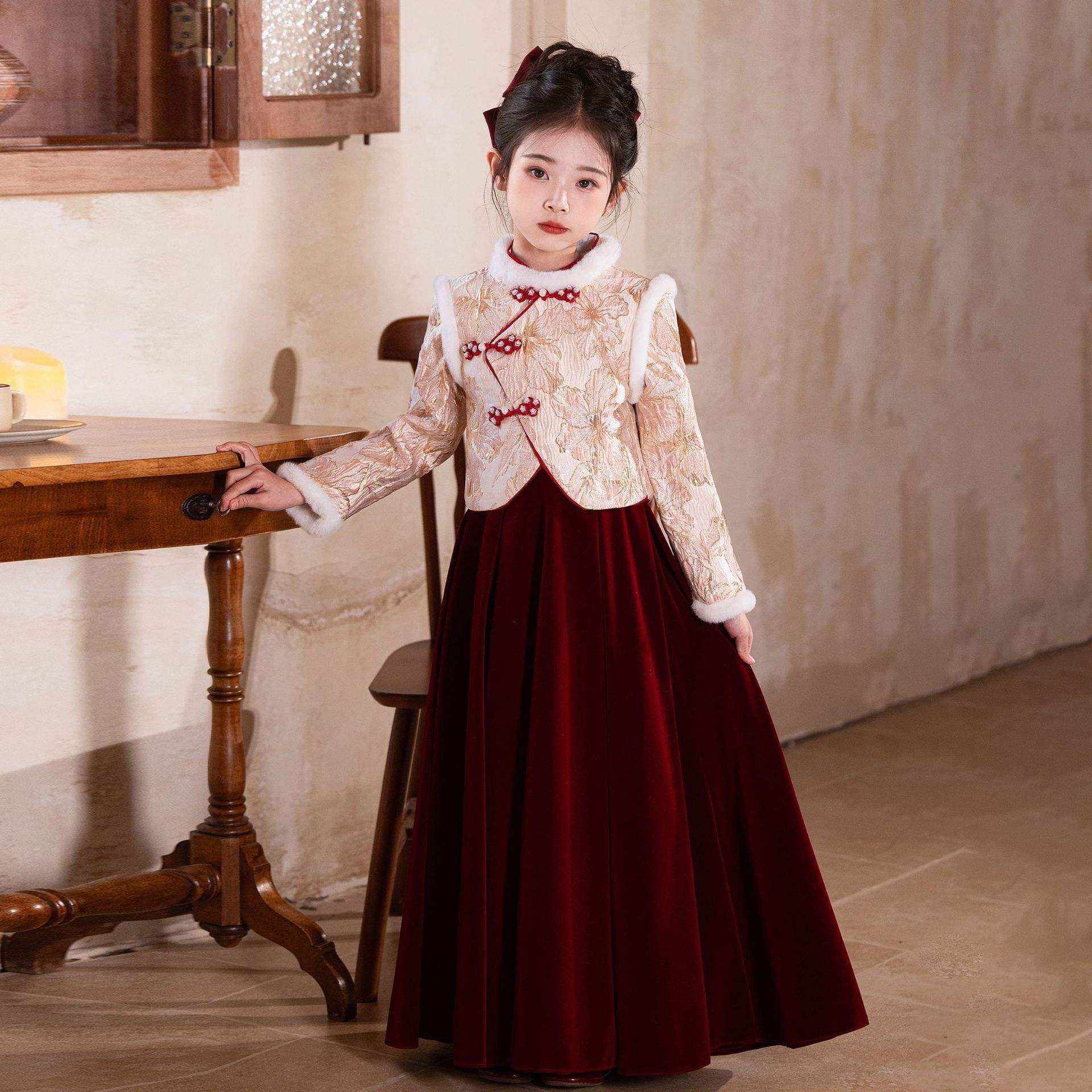 女童主持人礼服冬季加绒加厚女孩新年公主裙儿童钢琴演奏演出,童装/婴儿装/亲子装,汉服,淘宝优惠券,粉丝福利购,淘宝优惠卷