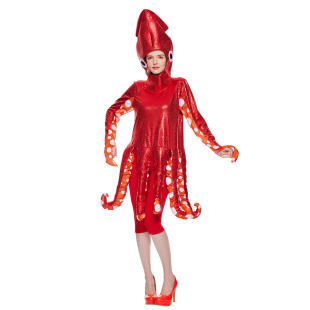 万圣节成人乌贼扮演服装 现货新款 海洋生物派对连体衣搞怪cos衣服