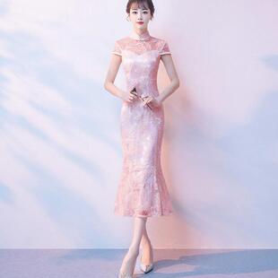 连衣裙中国风长款 改良旗袍新款 少女中式 鱼尾气质年轻款 春时尚