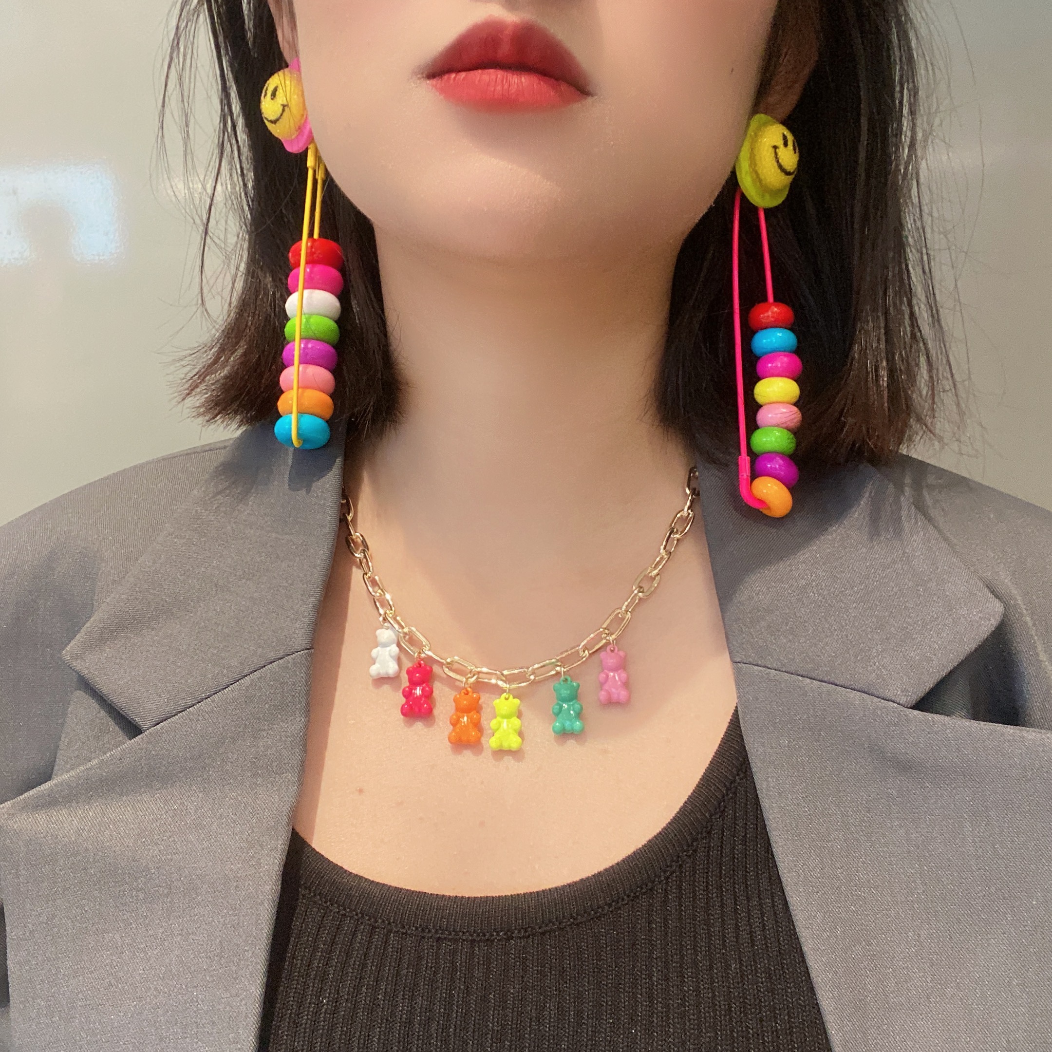 古鳗鱼吊坠可爱锁骨链情侣