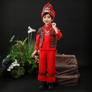 少数民族服装广西壮族苗族瑶族高山族男童儿童彝族德昂族演出服饰