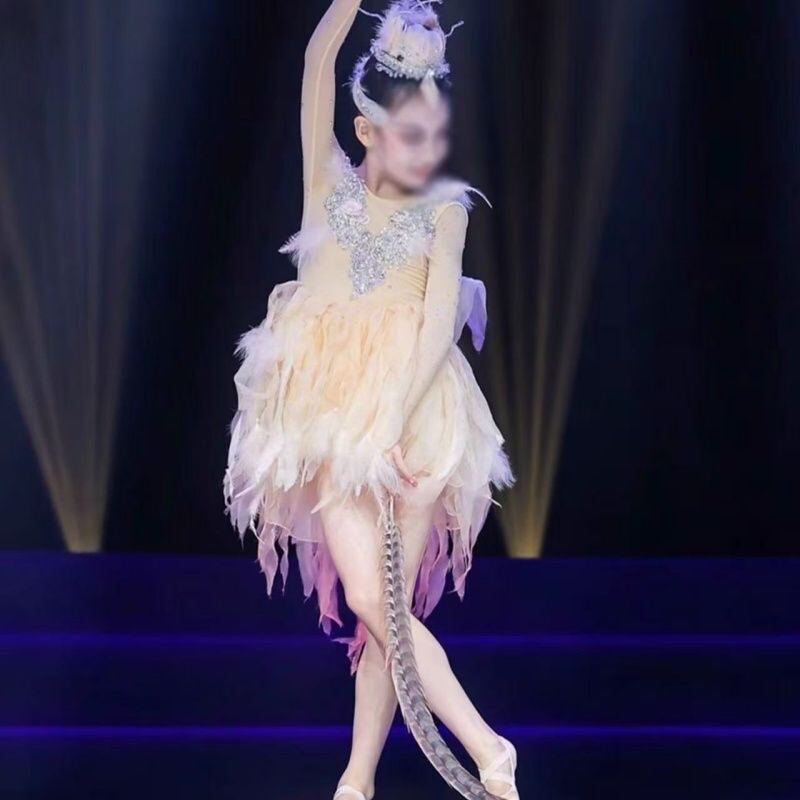 新款儿童演出剧目表演服灵羽同款舞蹈服飘逸中国舞羽灵幻仙艺考服 - 实物图