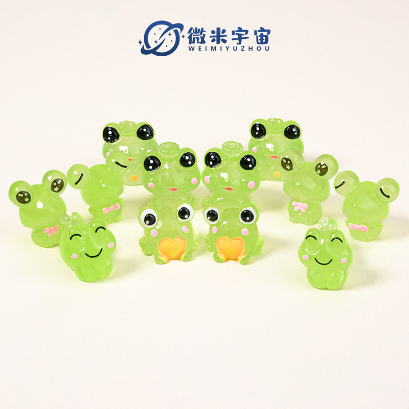 迷你夜光小青蛙公仔玩具摆件树脂