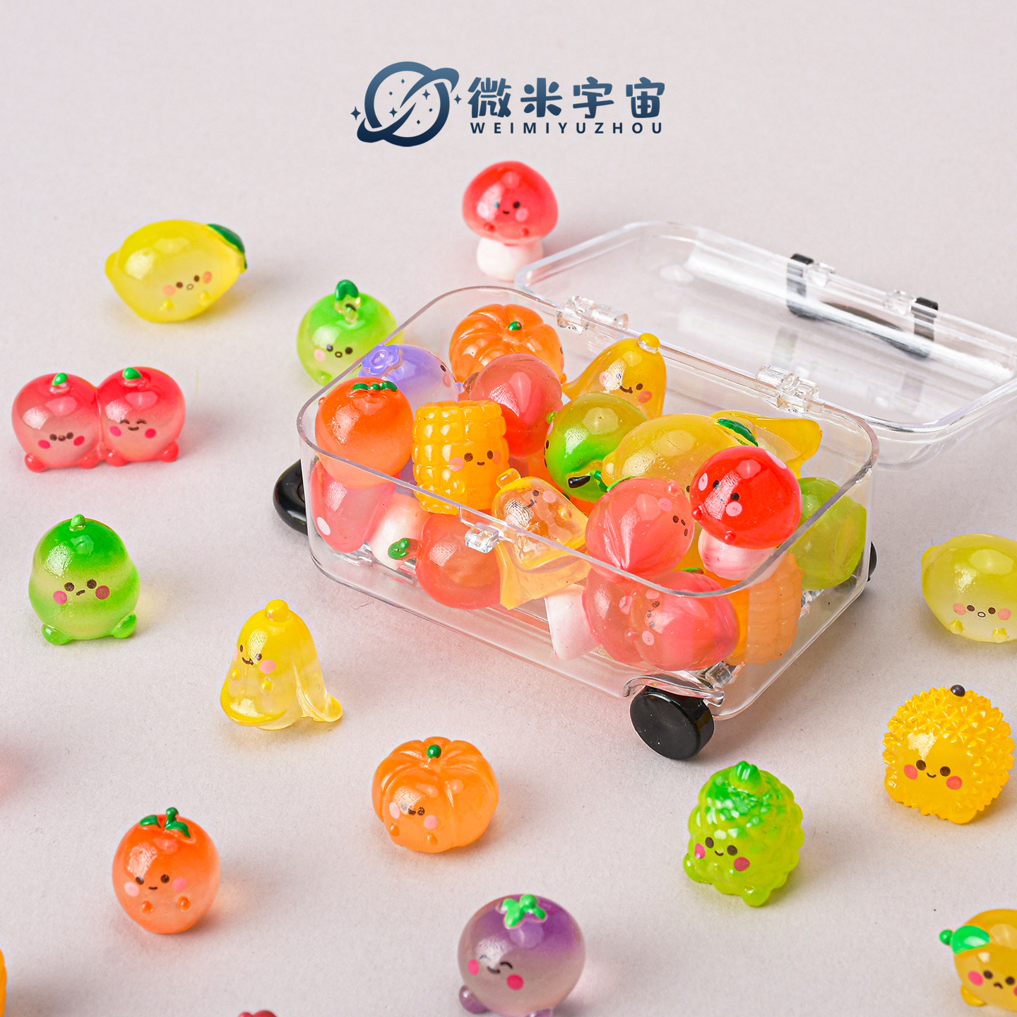 迷你夜光水果蔬菜模型儿童宝石水晶小物件过家家玩具微缩仿真食玩
