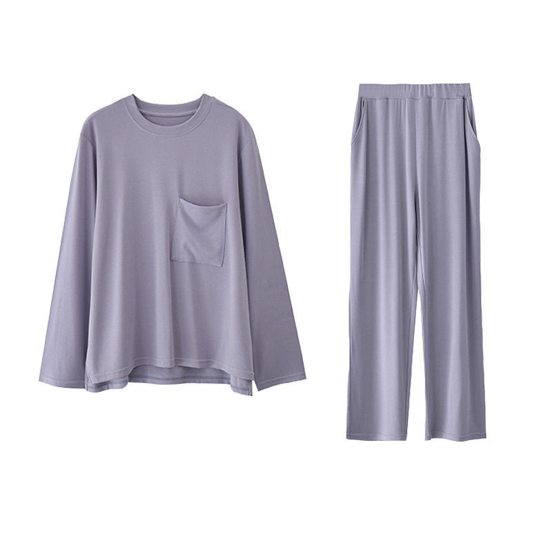 새로운 속옷 80 카운트 렌징 더 많은 여성 홈웨어 세트 솔리드 컬러 루즈하고 편안한 긴팔 여성 파자마 세트