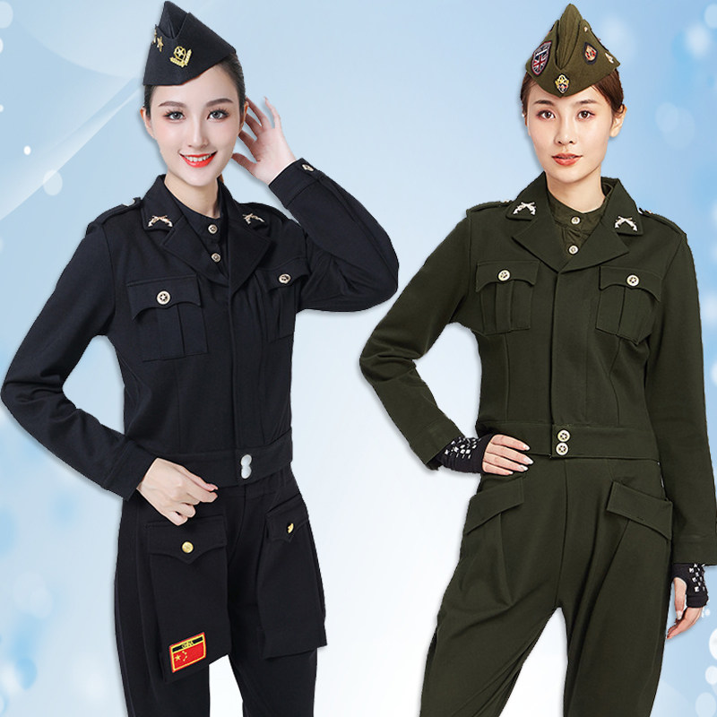 秋冬大码水兵舞服装女套装演出服国军统特工服哈伦裤翻领短款外套
