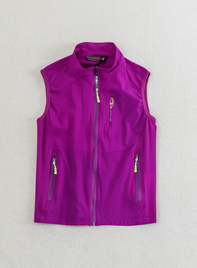 夏季女款速干透气马甲户外跑步运动单层立领纯色马夹弹力开衫背心