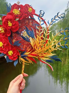 缠花凤凰新娘结婚新中式团扇