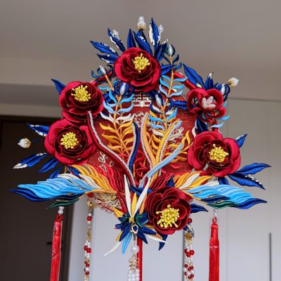 非遗缠花团扇凤凰手工制作DIY