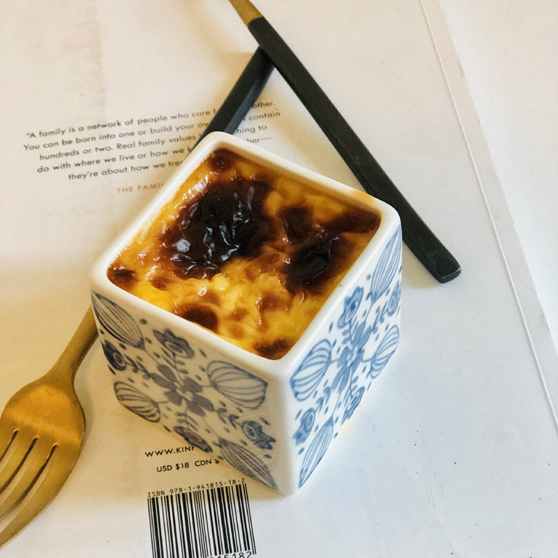出口陶瓷手绘正方形烘培作坊模具蛋糕芝士布丁烤箱商用慕斯烤杯