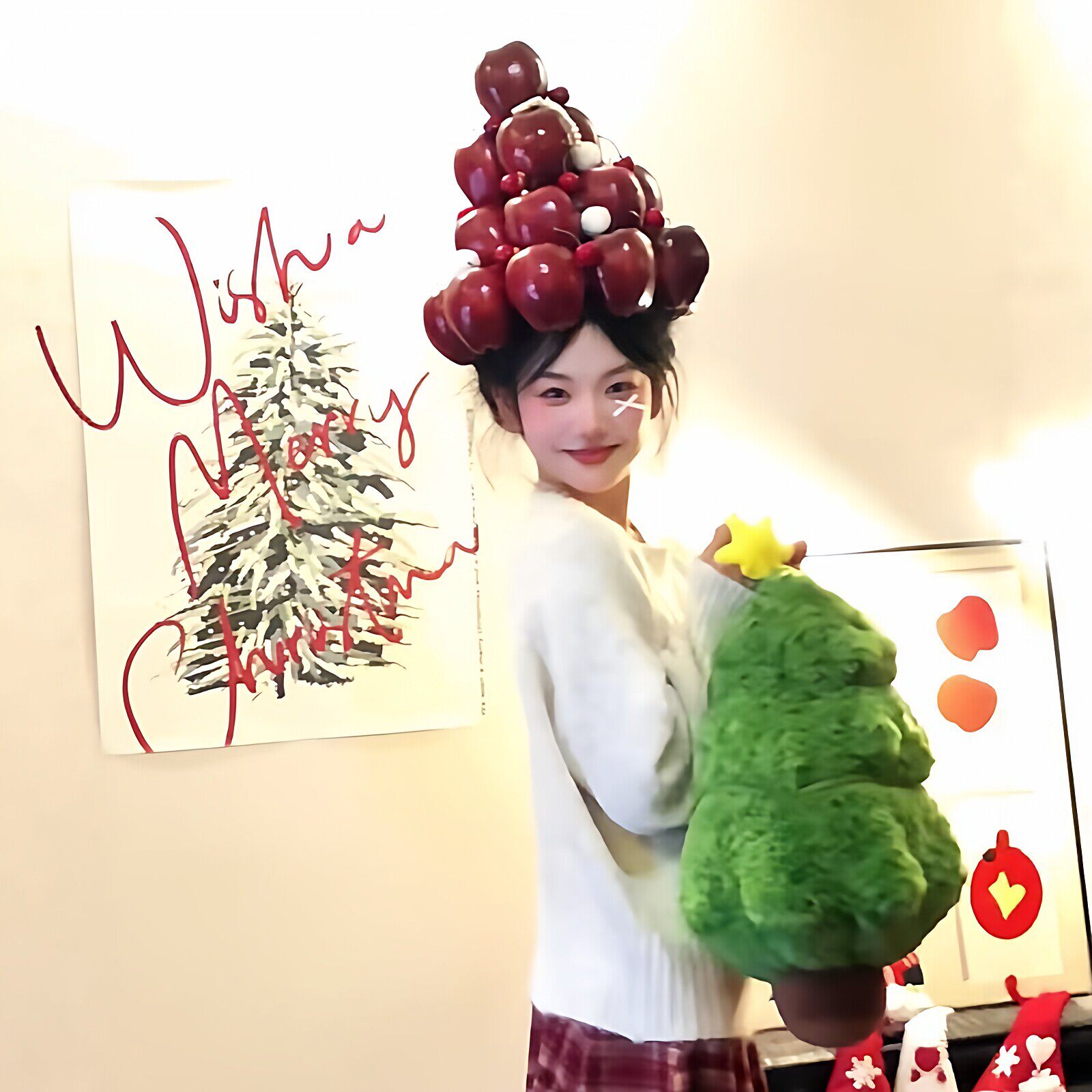 头顶苹果树~新年拍照道具