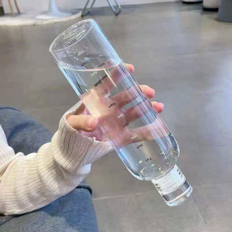 减肥喝水刻度杯玻璃耐高