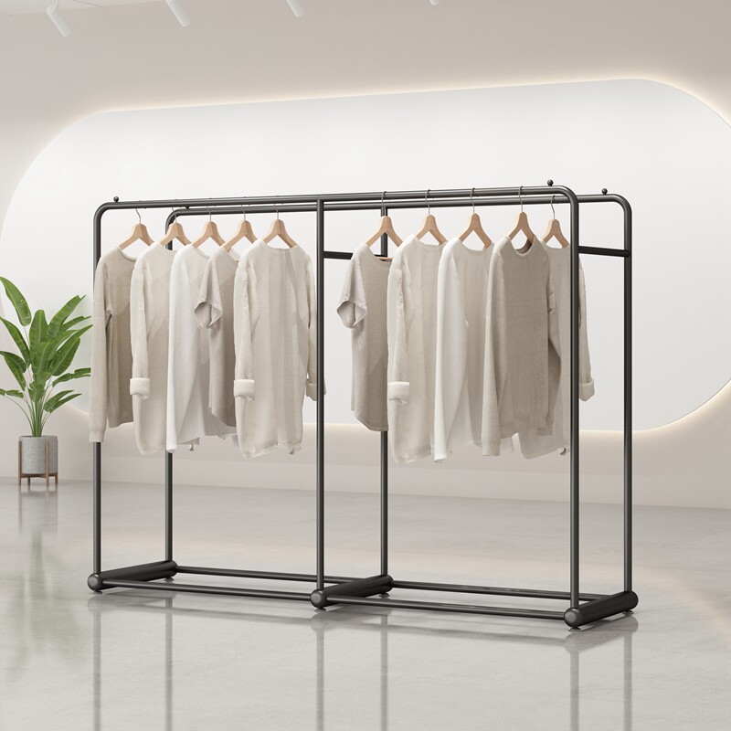 服装店中岛架展示架女装店落地式挂衣架双排陈列童装货架铁艺侧挂
