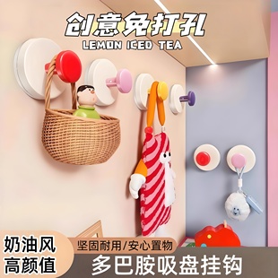 多巴胺吸盘挂钩免打孔强力承重粘胶玄关门后挂衣架钥匙收纳神器钩