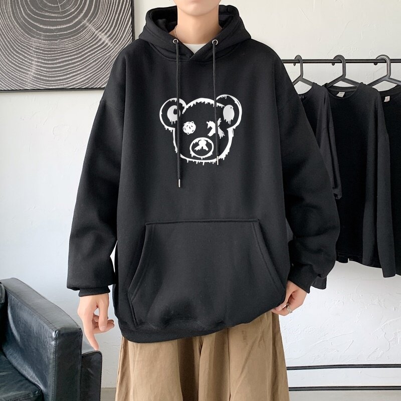 L2459P48秋装21中性纯色连帽卫衣套头宽松外套情侣装打底帽衫,男装卫衣,星座510A-2