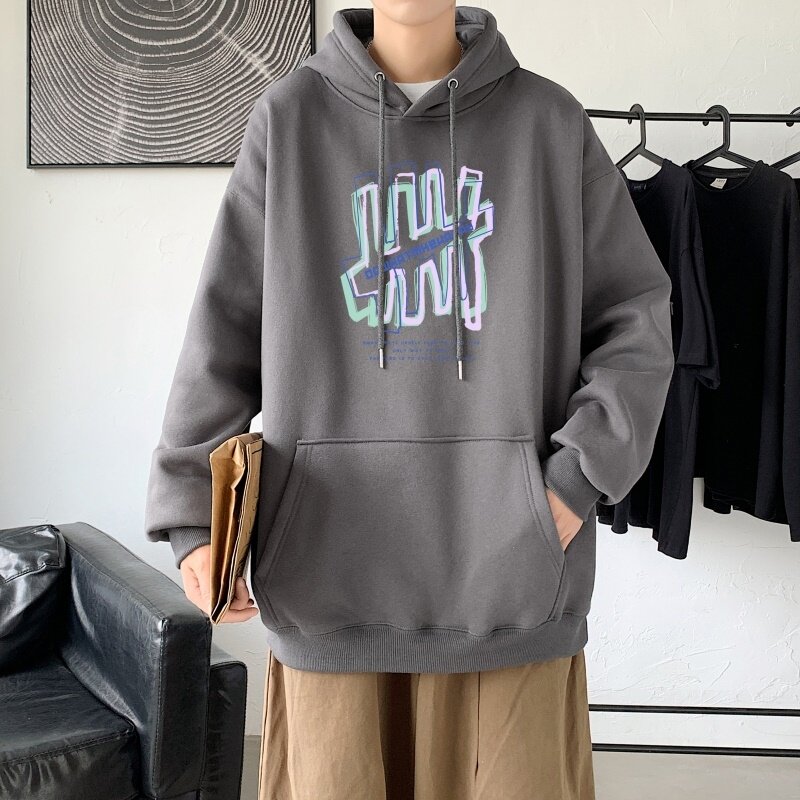 L2445P48秋冬新款卫衣男装宽松港风日系外套连帽衣服宽松卫衣,男装卫衣,星座510A-2