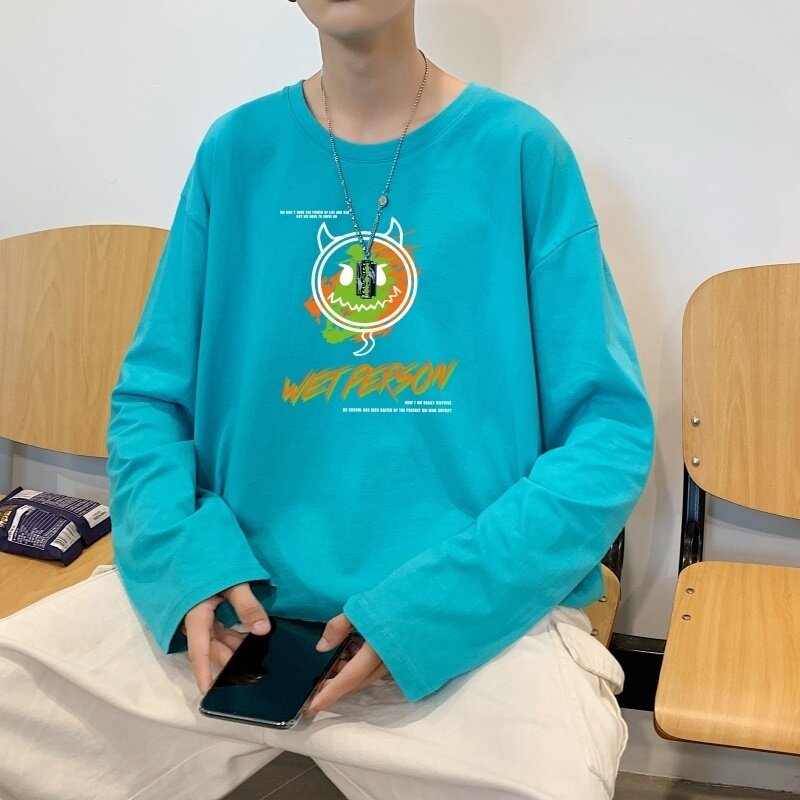 C2622P30长袖t恤男ins潮牌男生体恤宽松打底衫内搭上衣服秋衣纯棉,男装T恤,星座510A-2