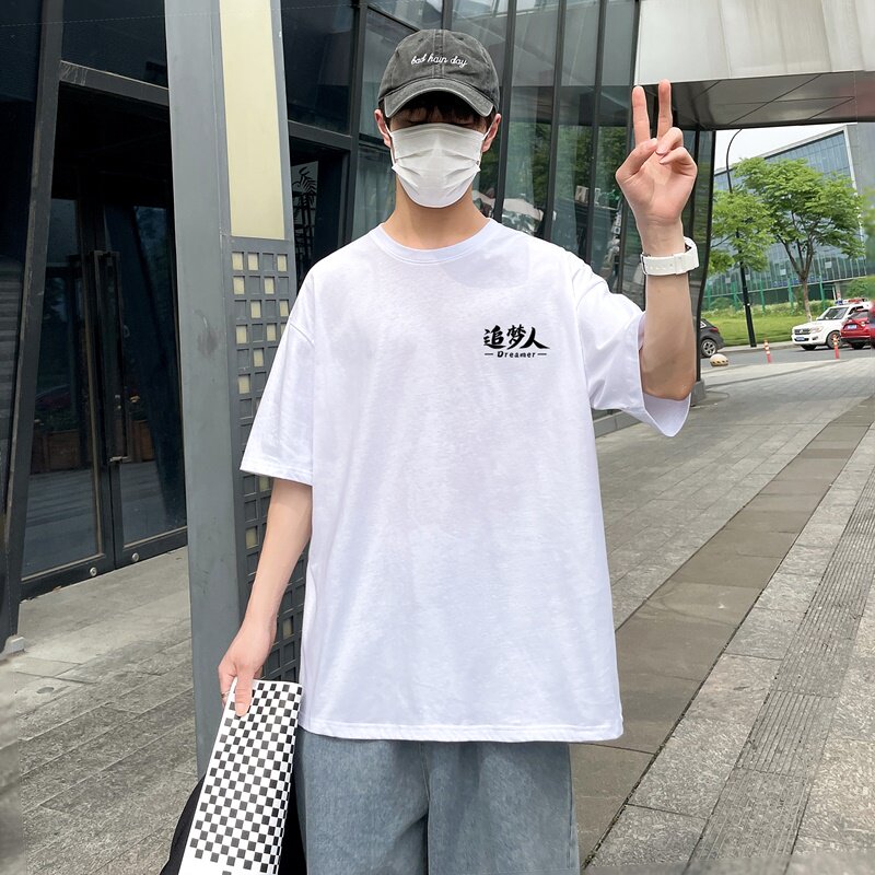 D2127 港风室外 新款夏季潮牌纯棉衣服ins原宿港风宽松半袖图片