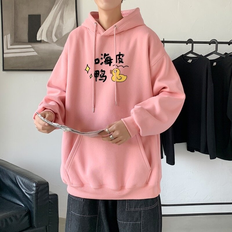 L2491P48秋装21中性纯色连帽卫衣套头宽松外套情侣装打底帽衫,男装卫衣,星座510A-2