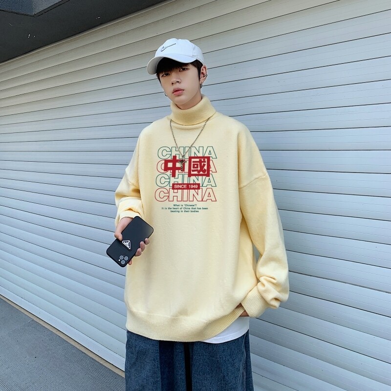MG2694P65高领毛衣男士宽松慵懒秋冬季ins潮流百搭针织衫打底线衣图片
